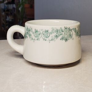 Vintage Jackson China 6oz Coffee Mug Green Floral on White